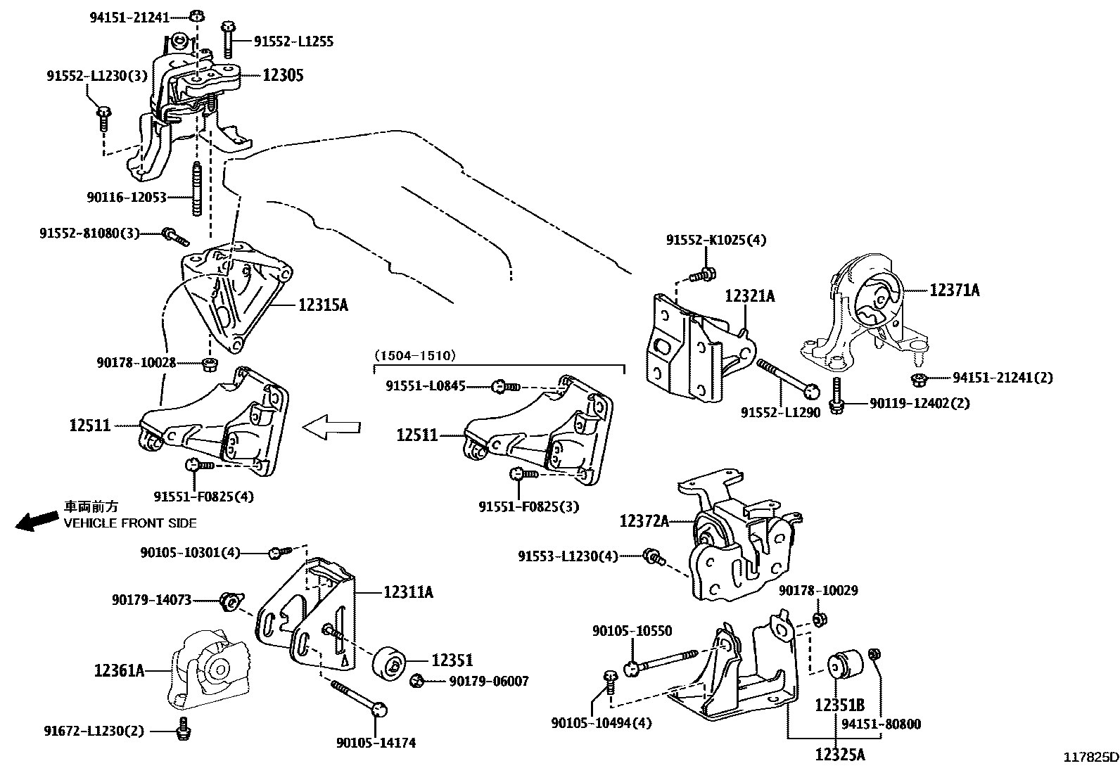 Toyota RAV4 Engine Mounting EPC diagram — 117825D