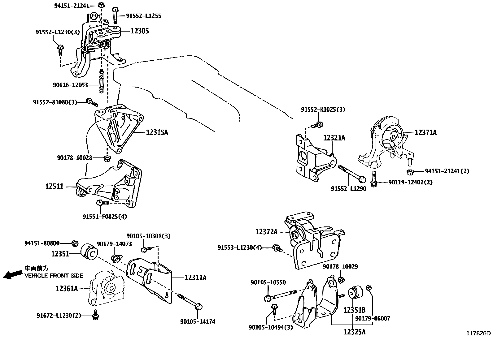Toyota RAV4 Engine Mounting EPC diagram — 117826D