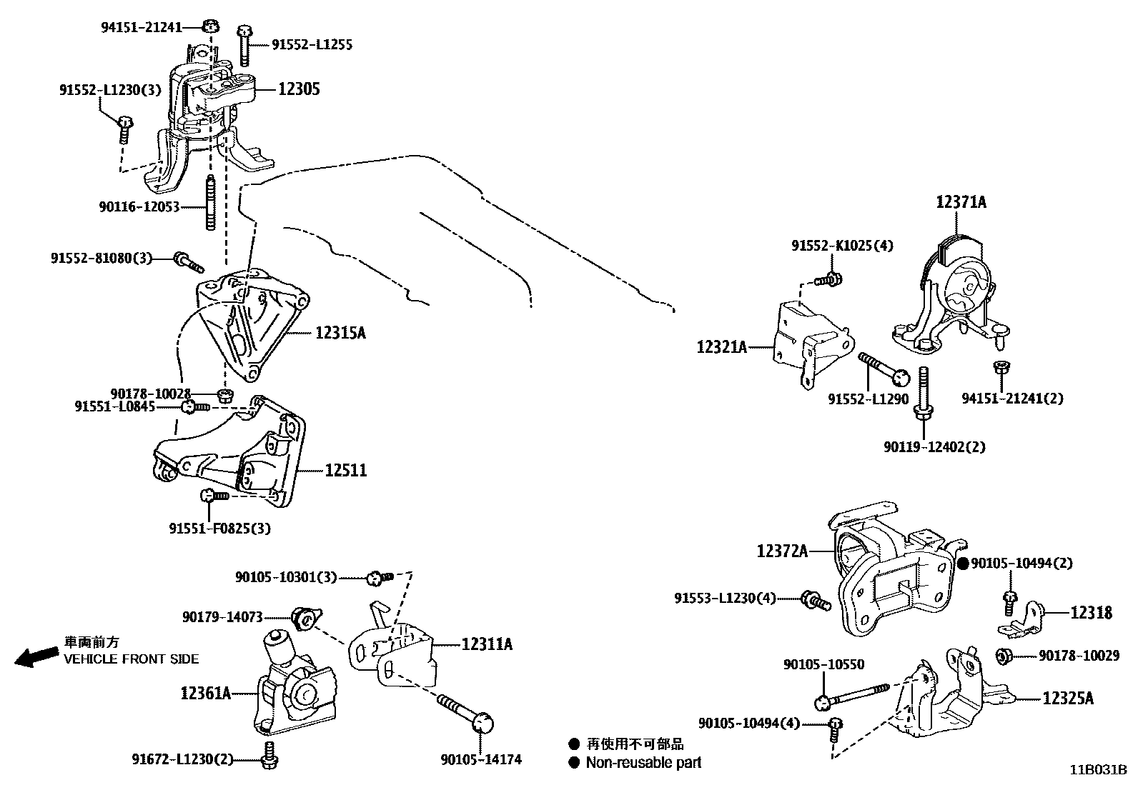 Toyota RAV4 Engine Mounting EPC diagram — 11B031B