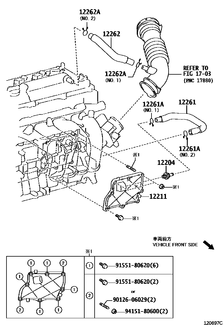 Toyota RAV4 Ventilation Hose EPC diagram — 120697C