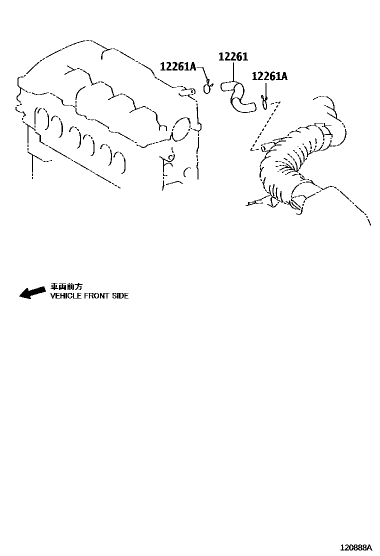 Toyota RAV4 Ventilation Hose EPC diagram — 120888A