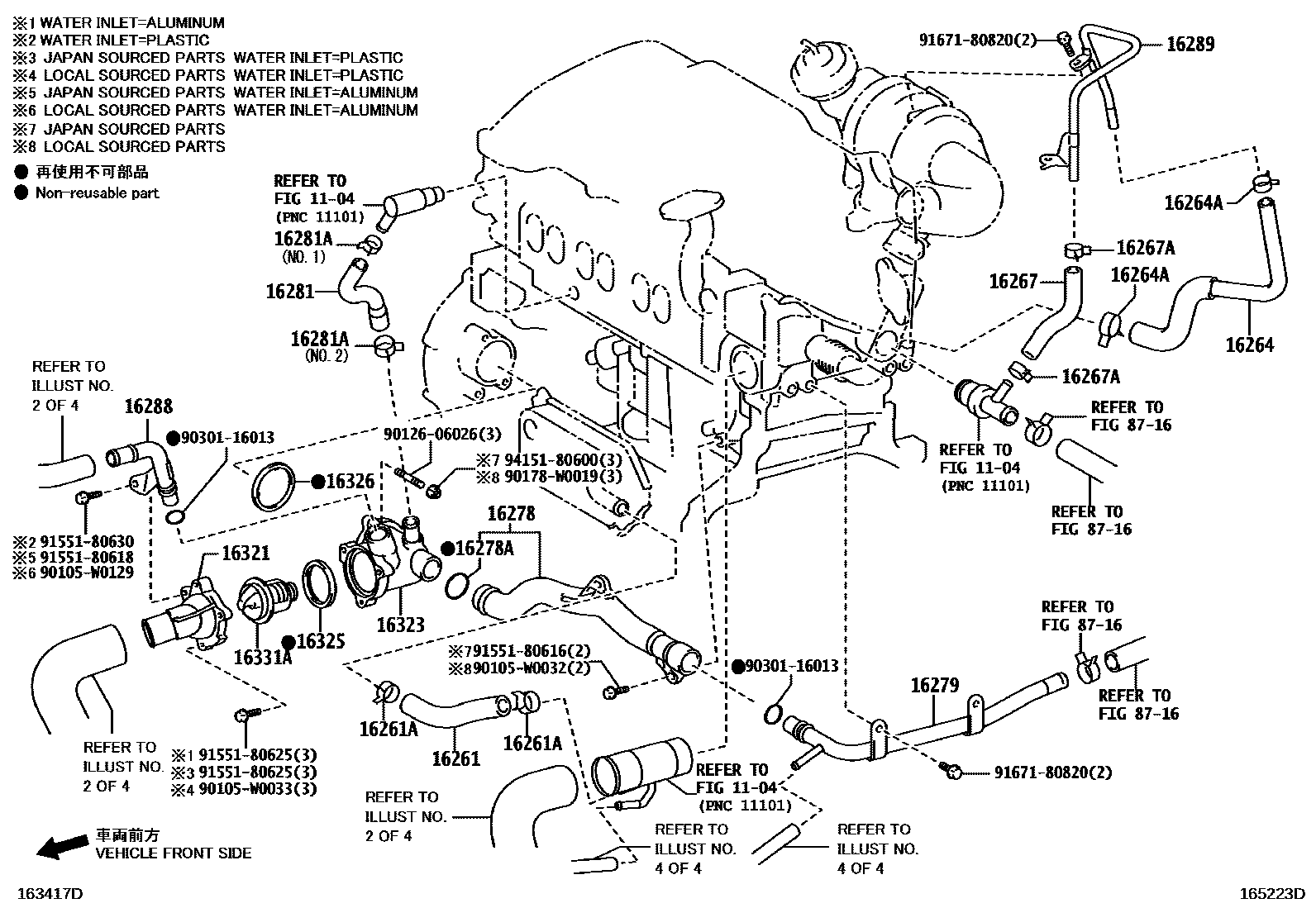 Toyota RAV4 RADIATOR & WATER OUTLET EPC diagram — 165223D