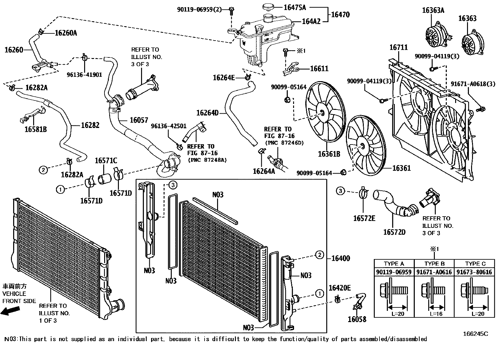 Toyota RAV4 RADIATOR & WATER OUTLET EPC diagram — 166245C