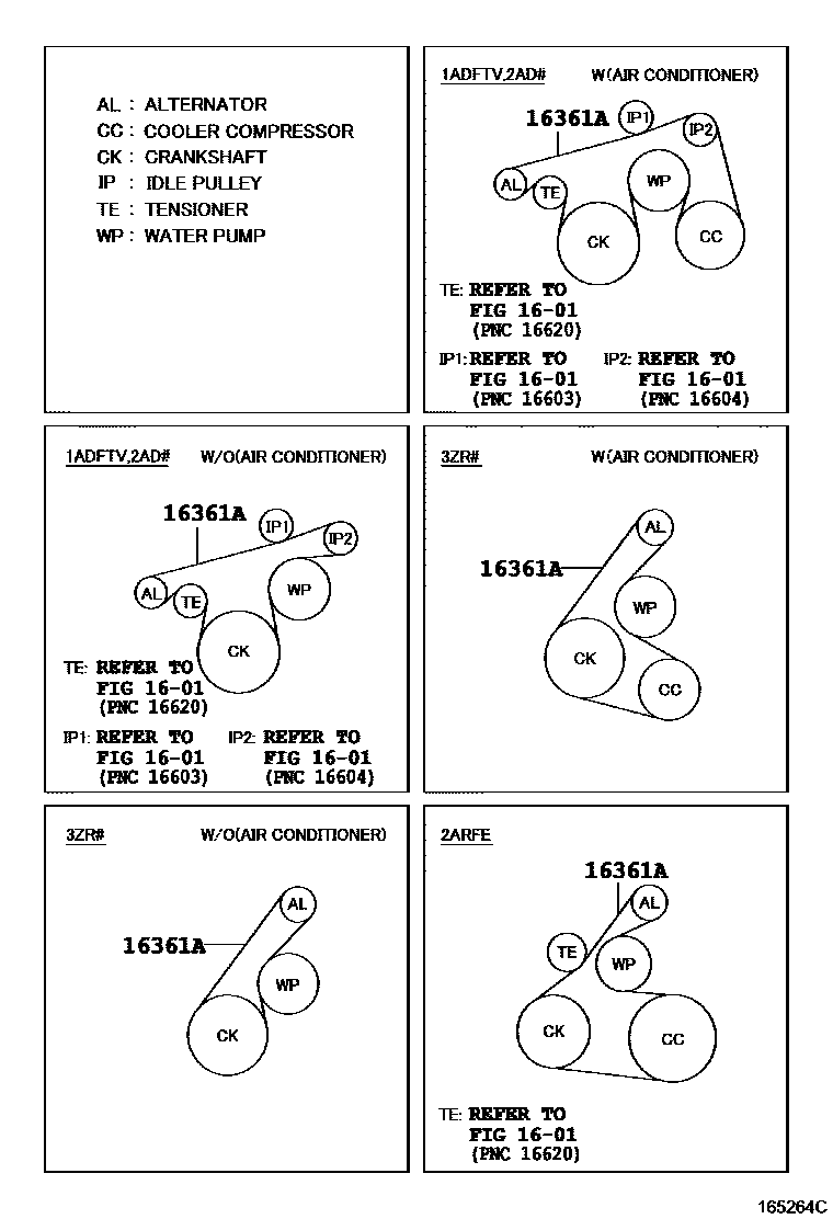 Toyota RAV4 V-Belt EPC diagram — 165264C