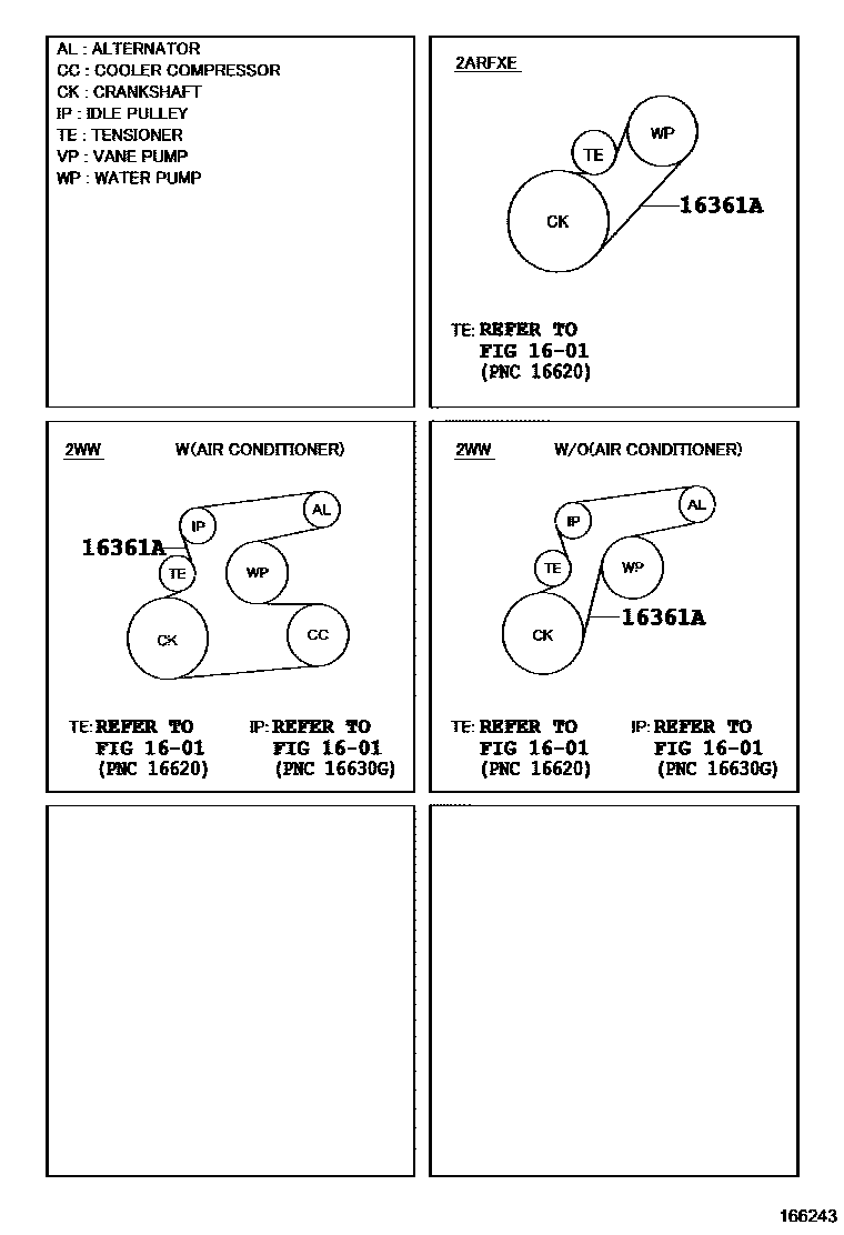 Toyota RAV4 V-Belt EPC diagram — 166243