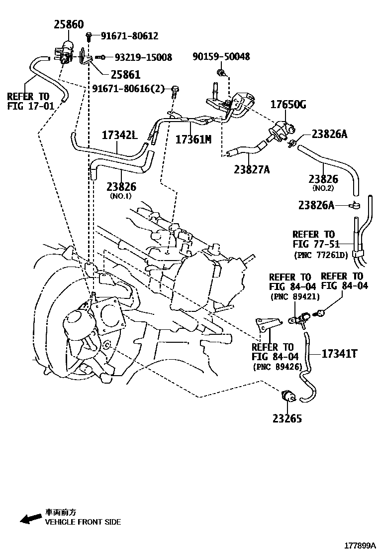Toyota RAV4 vacuum tube EPC diagram — 177899A