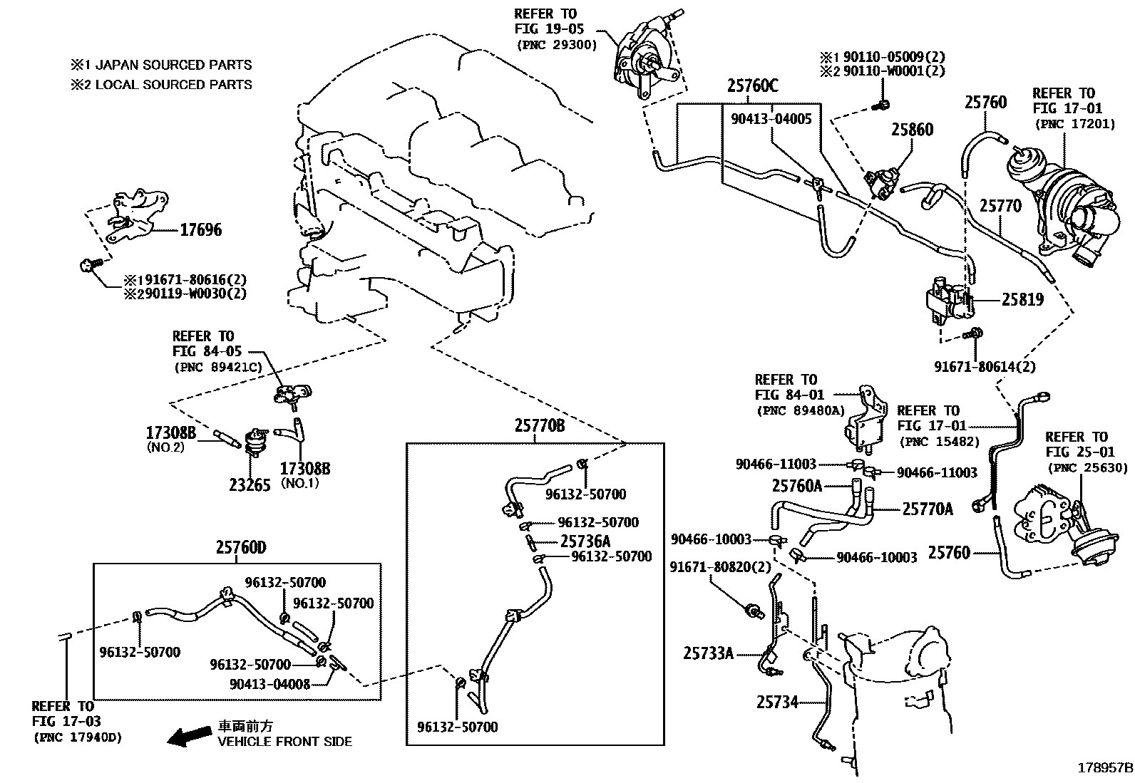 Toyota RAV4 vacuum tube EPC diagram — 178957B