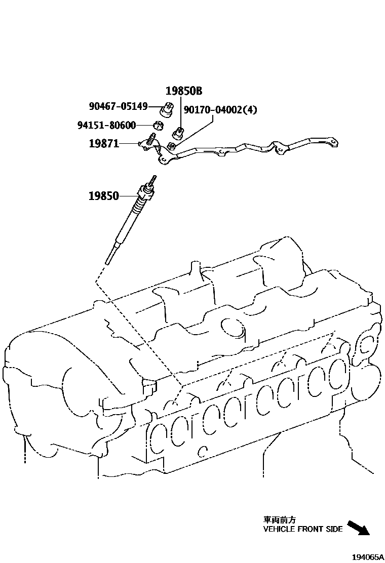 Toyota RAV4 点火线圈和火花塞 EPC diagram — 194065A