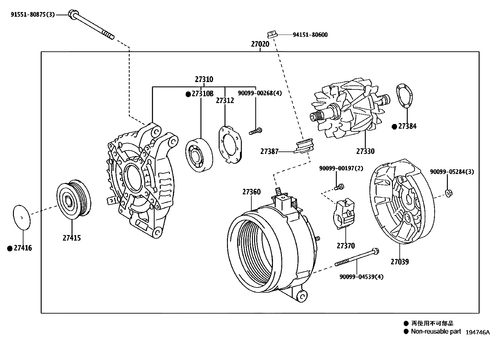 Toyota RAV4 Alternator EPC diagram — 194746A