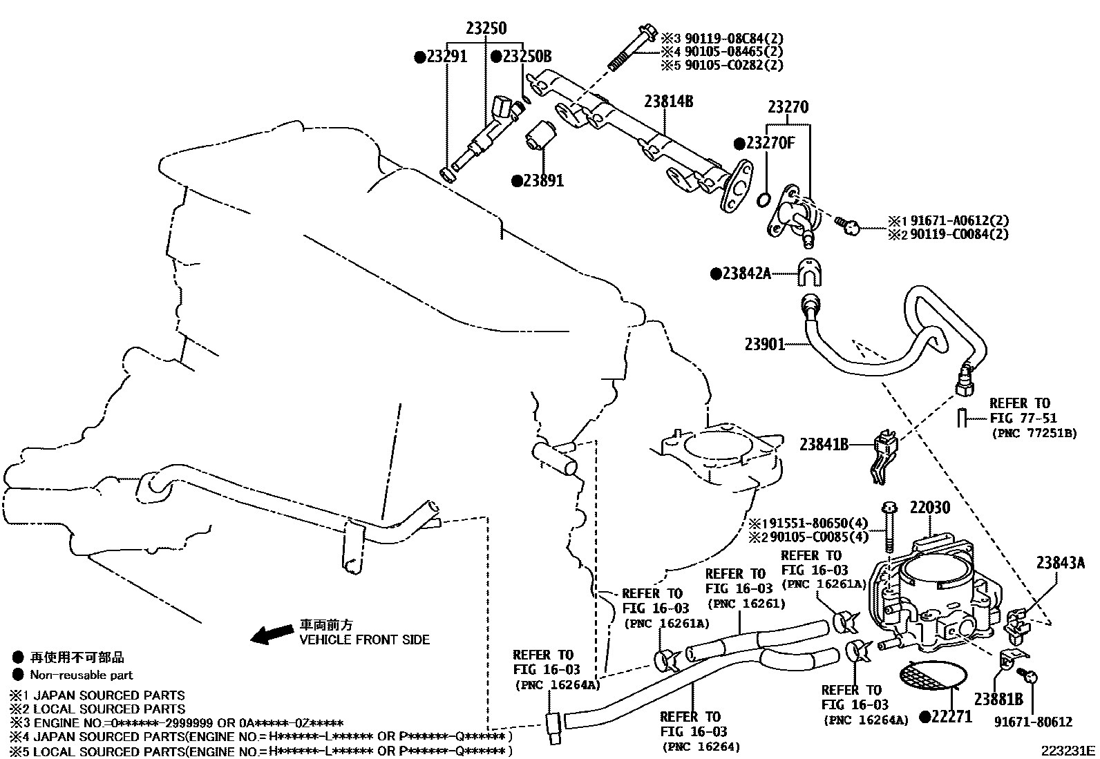 Toyota RAV4 燃油喷射系统 EPC diagram — 223231E