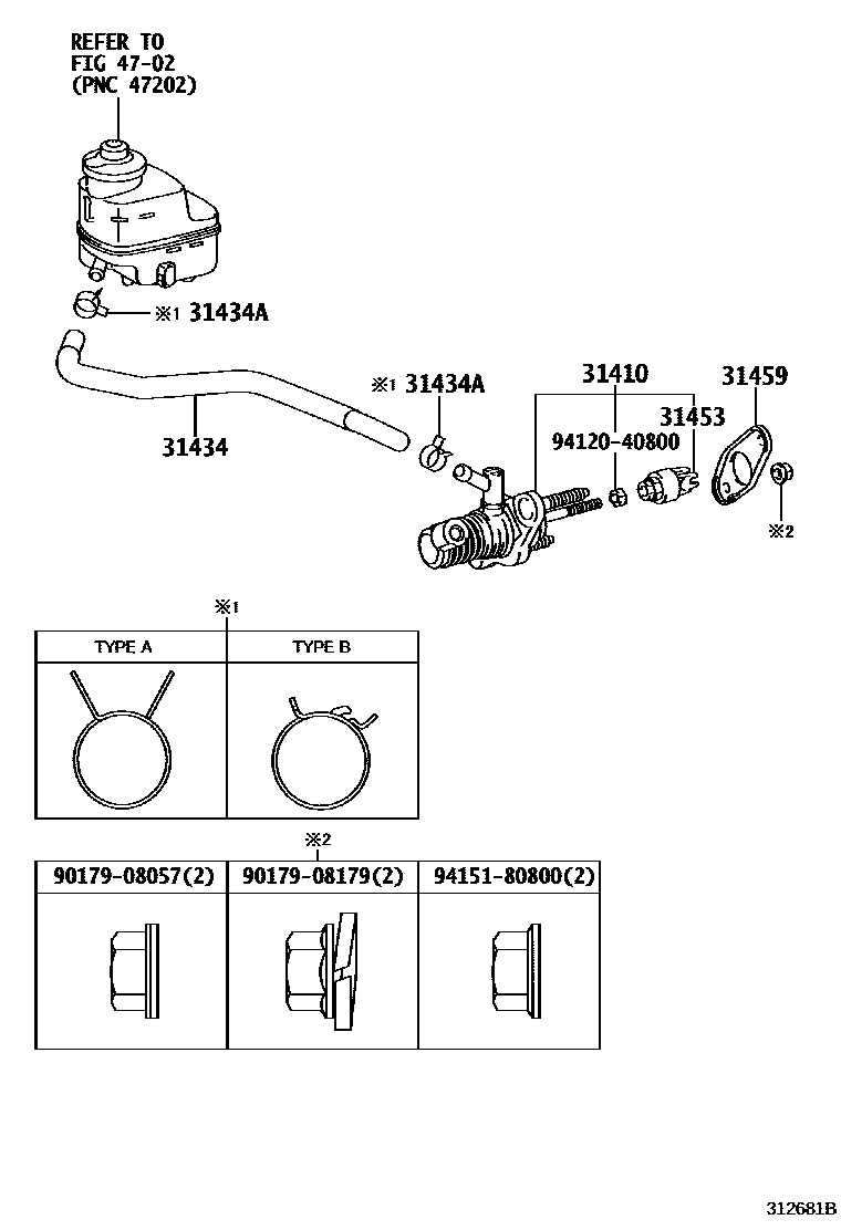 Toyota RAV4 离合器总泵 EPC diagram — 312681B