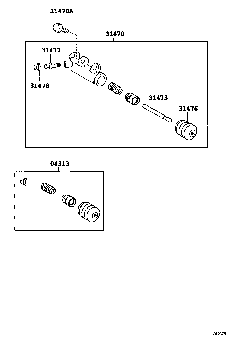 Toyota RAV4 离合器分离缸 EPC diagram — 312678