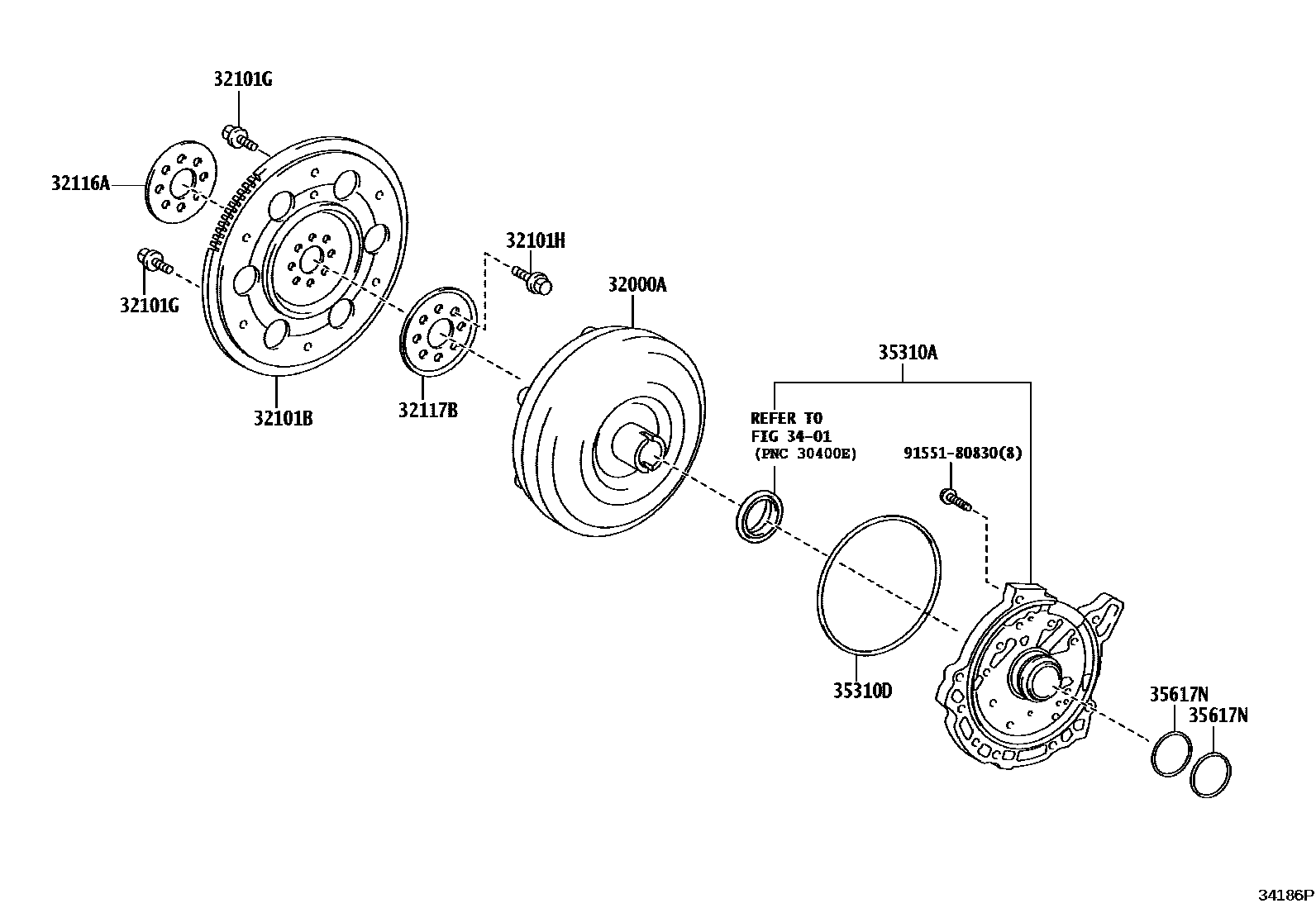 Toyota RAV4 变矩器、前油泵(CVT) EPC diagram — 34186P