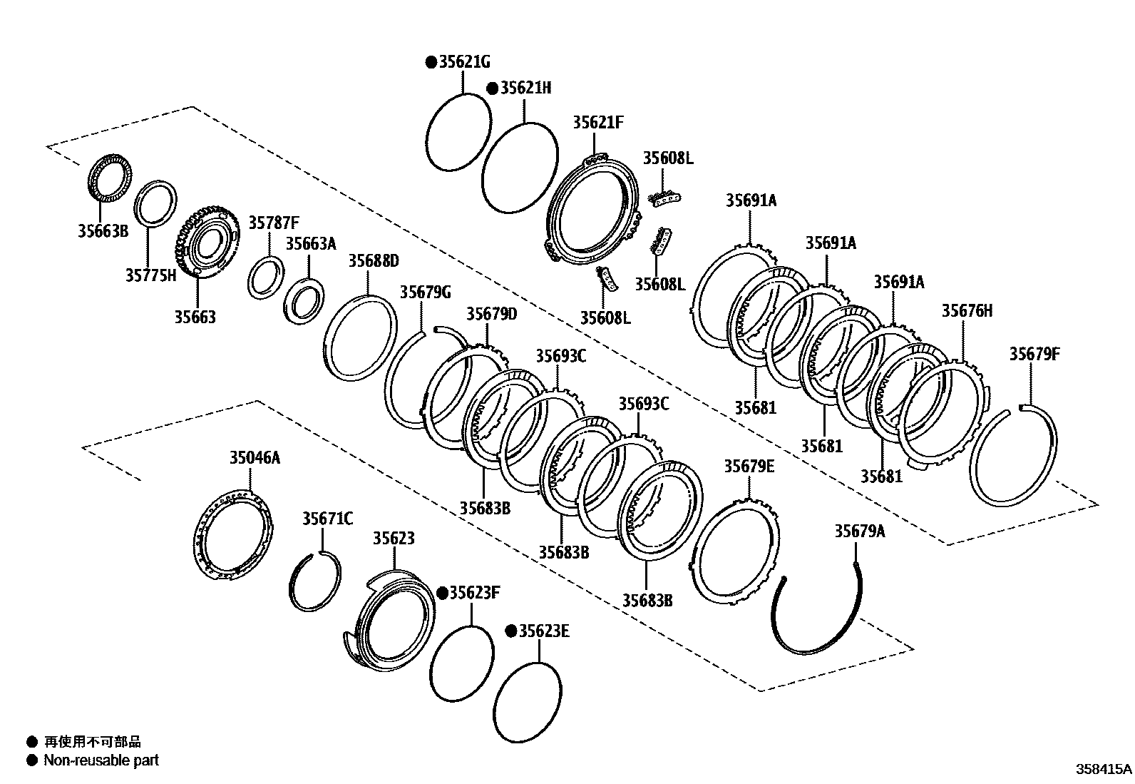 Toyota RAV4 3号制动器、一档和倒档制动器(ATM) EPC diagram — 358415A