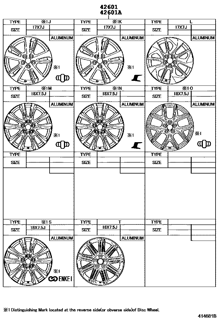 Toyota RAV4 车轮和车轮盖 EPC diagram — 414681B