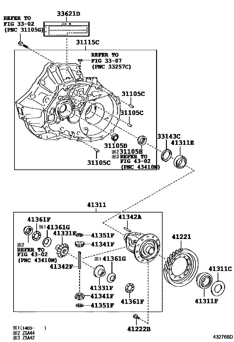Toyota RAV4 前桥壳和差速器 EPC diagram — 432766D