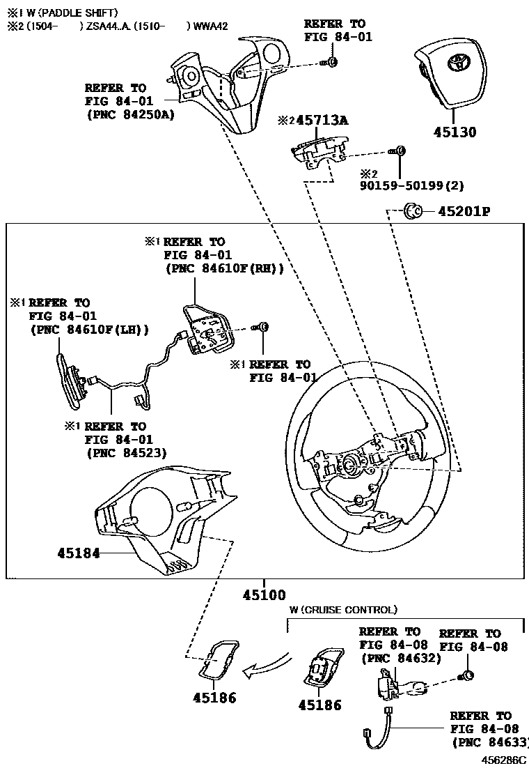 Toyota RAV4 Steering Wheel EPC diagram — 456286C