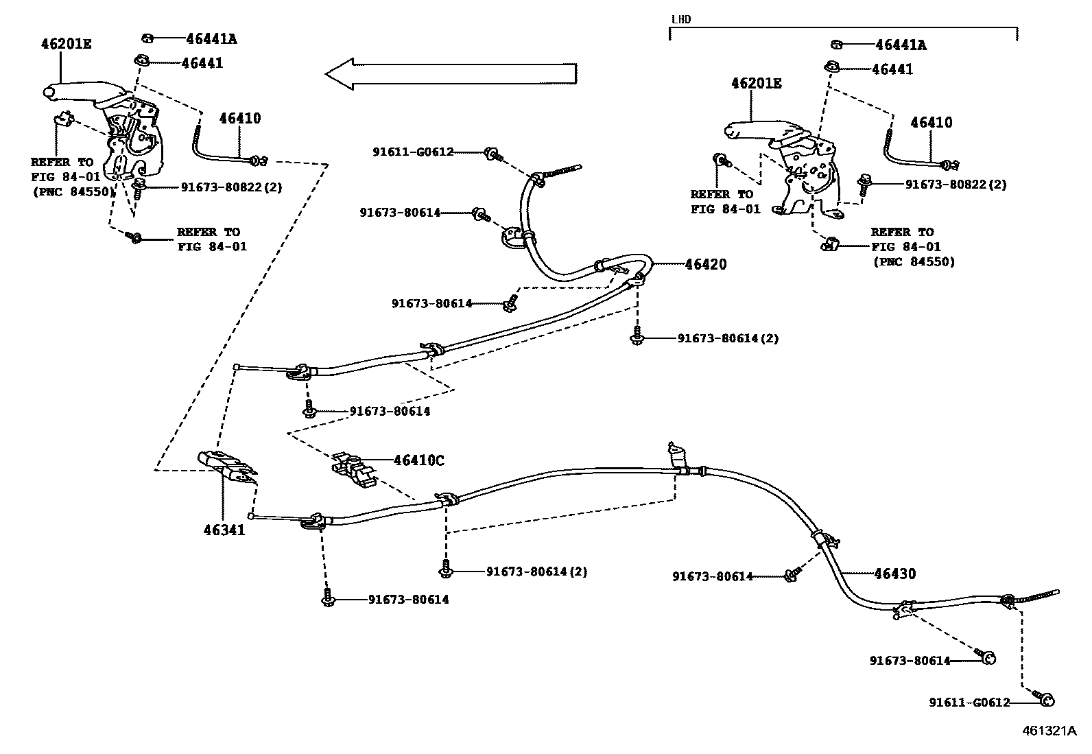 Toyota RAV4 Parking Brake & Cable EPC diagram — 461321A
