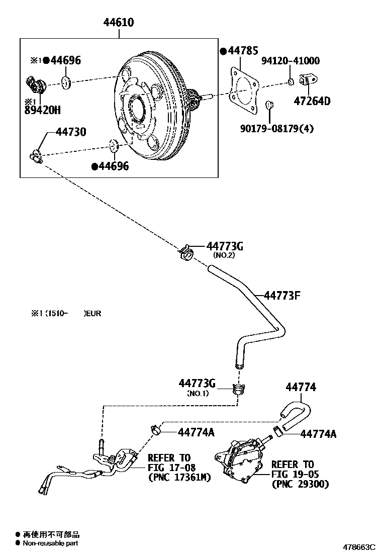 Toyota RAV4 制动助力器和真空管 EPC diagram — 478663C