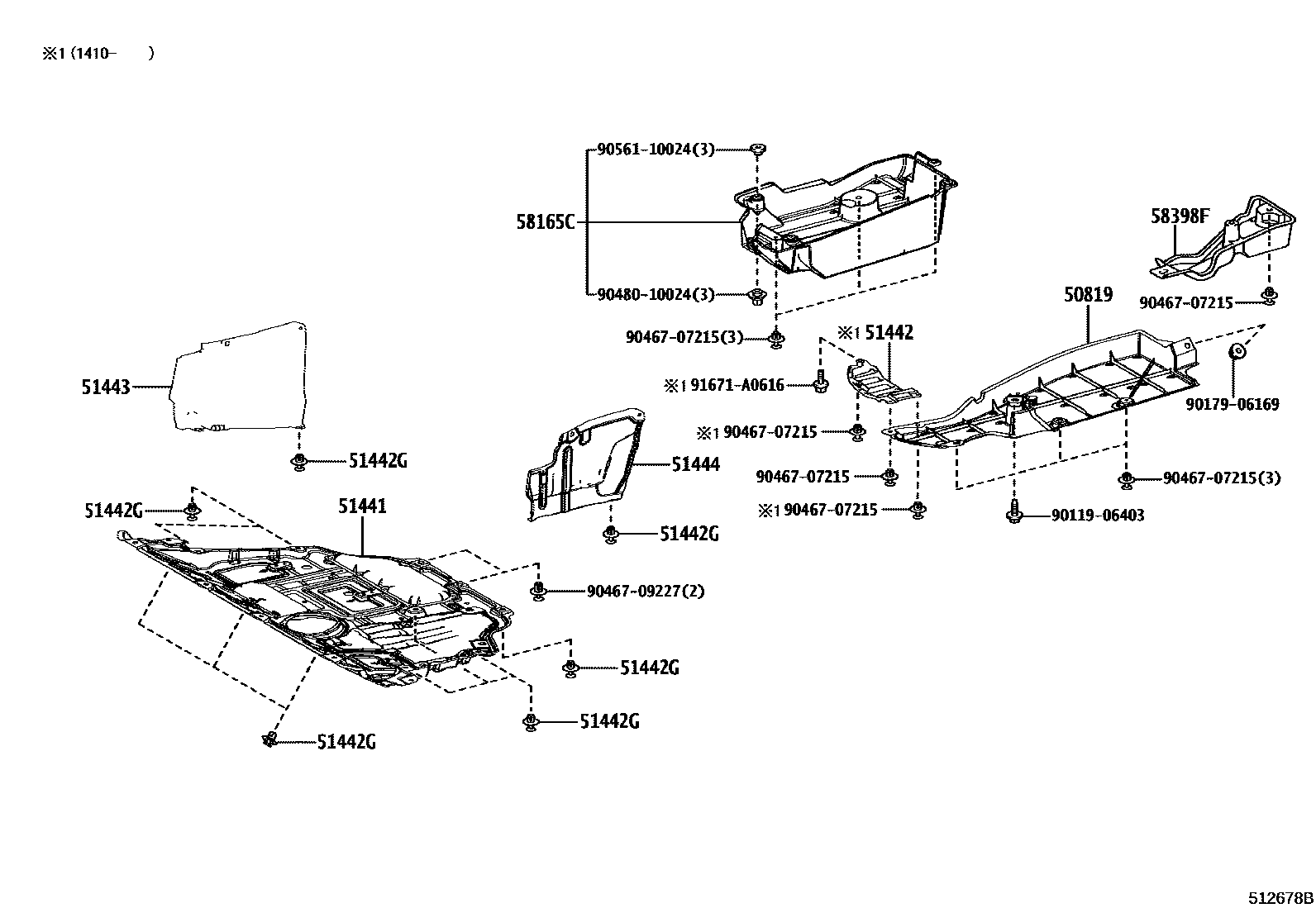 Toyota RAV4 悬架横梁和发动机底罩 EPC diagram — 512678B