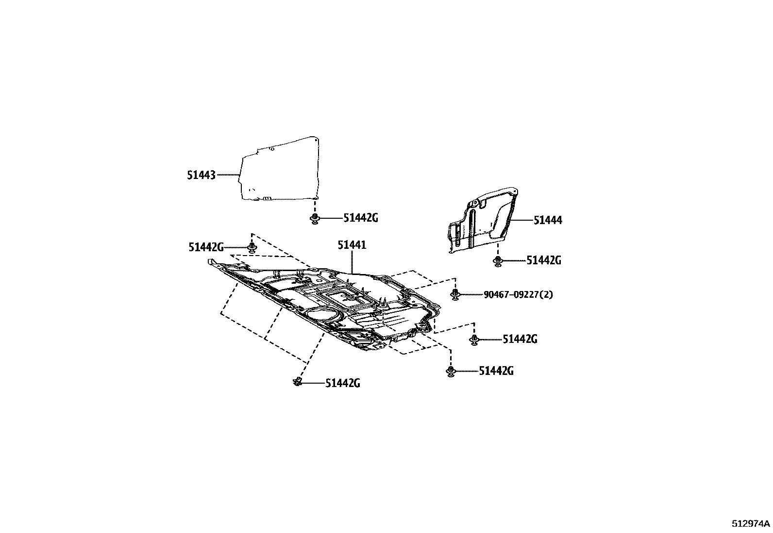 Toyota RAV4 悬架横梁和发动机底罩 EPC diagram — 512974A