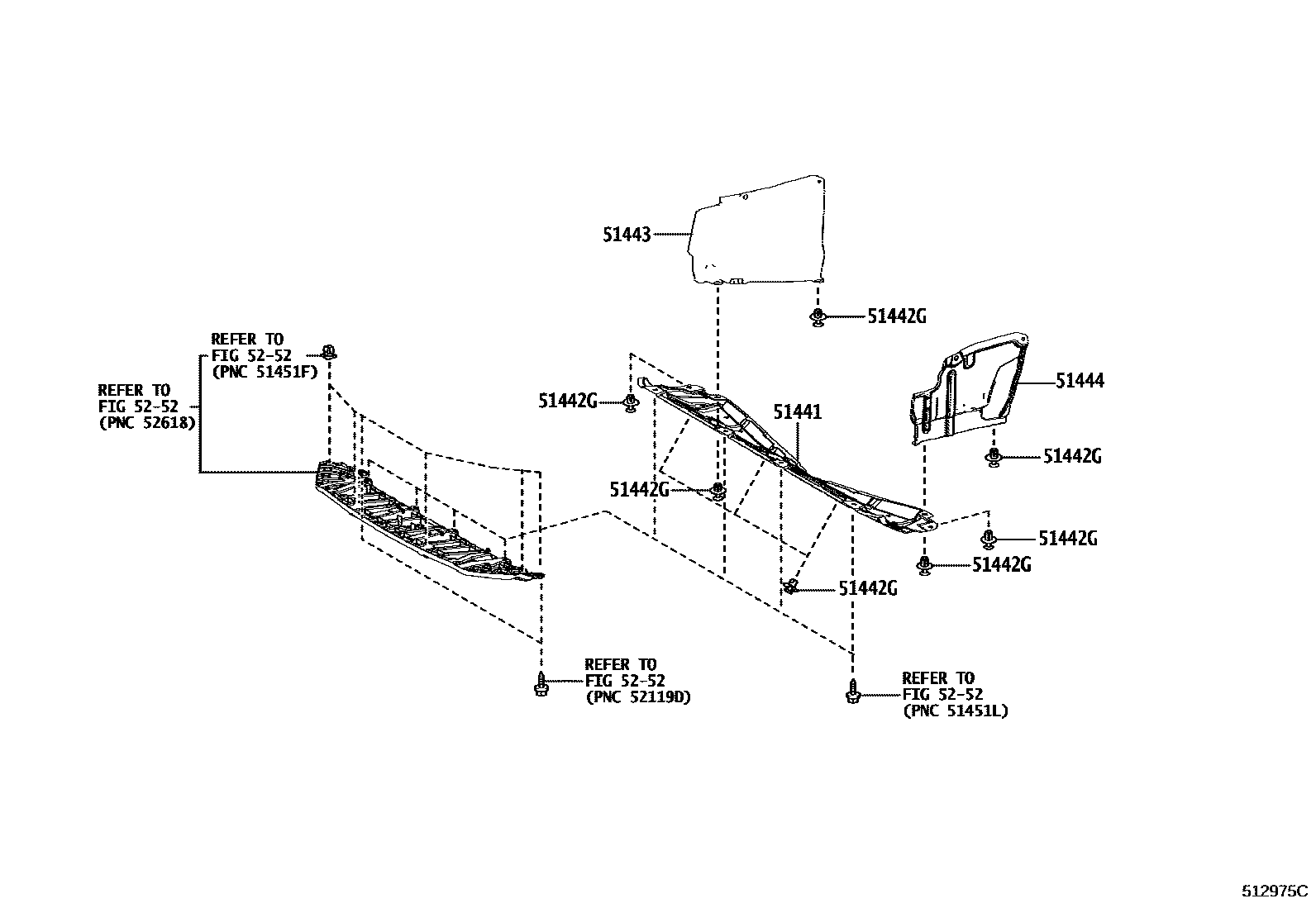 Toyota RAV4 悬架横梁和发动机底罩 EPC diagram — 512975C