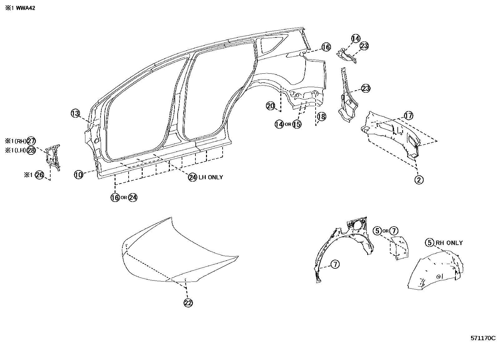 Toyota RAV4 hole plug EPC diagram — 571170C