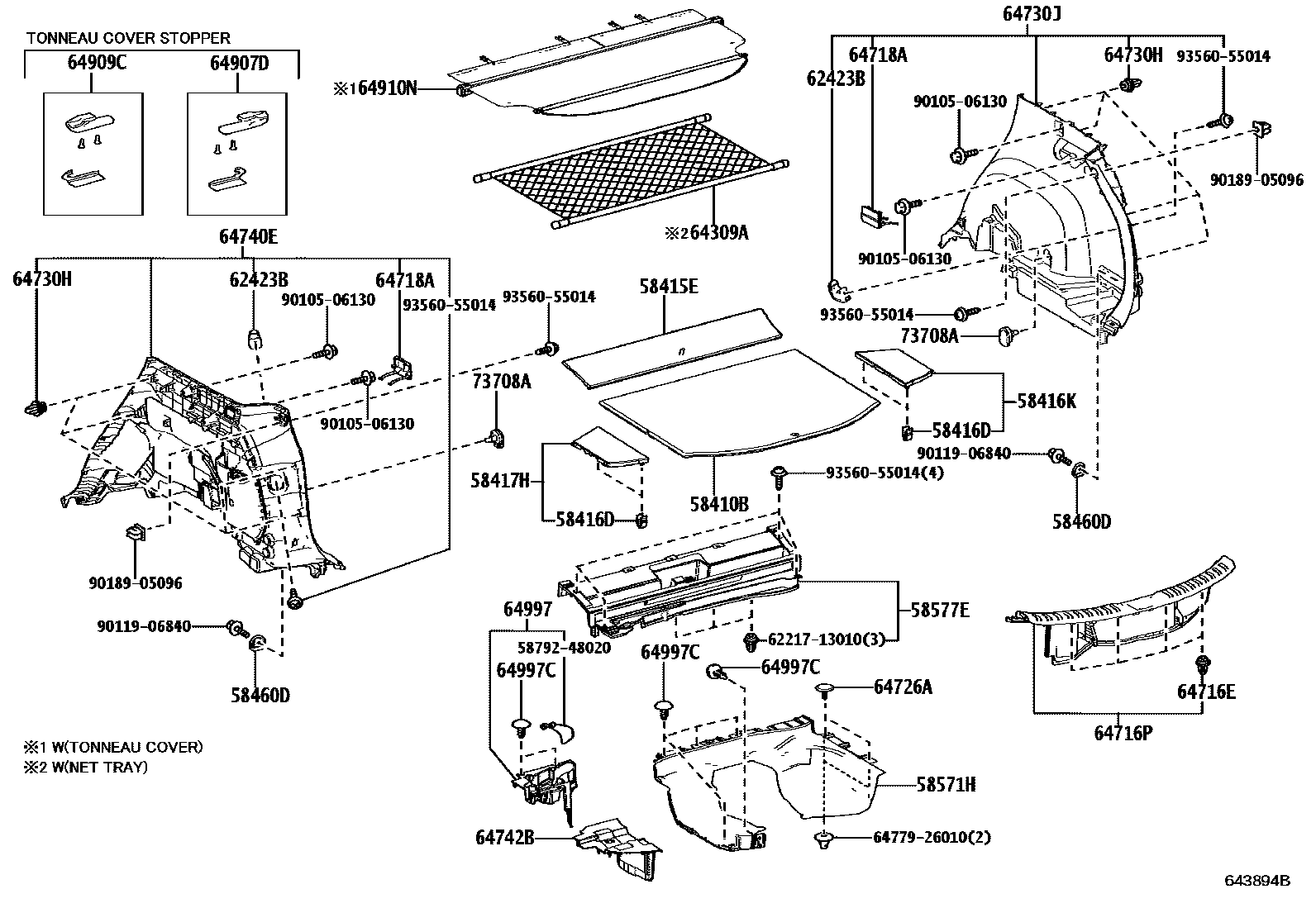 Toyota RAV4 底板和底板装饰罩 EPC diagram — 643894B