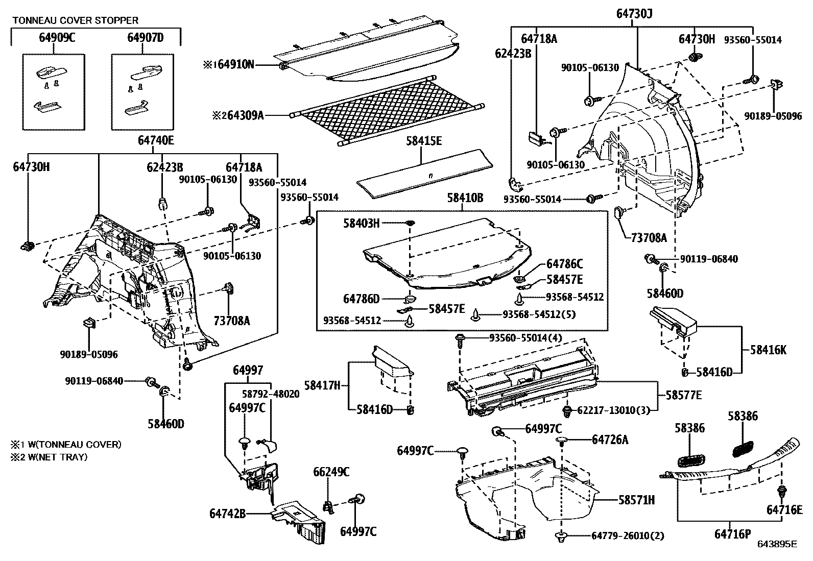 Toyota RAV4 底板和底板装饰罩 EPC diagram — 643895E