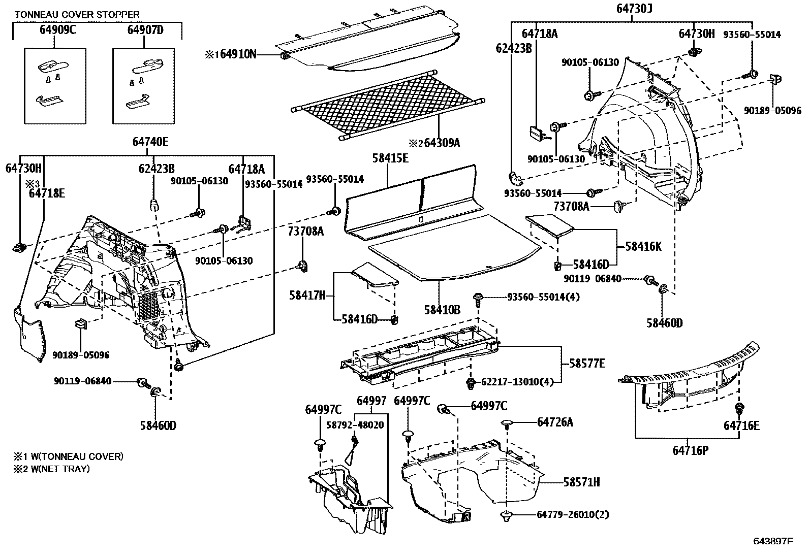 Toyota RAV4 底板和底板装饰罩 EPC diagram — 643897F