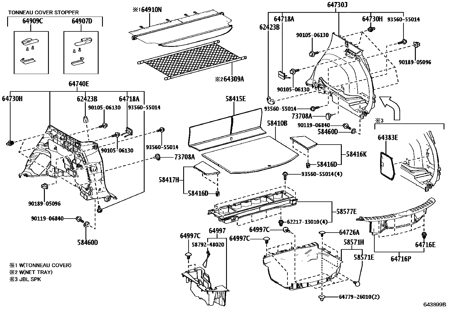 Toyota RAV4 底板和底板装饰罩 EPC diagram — 643899B