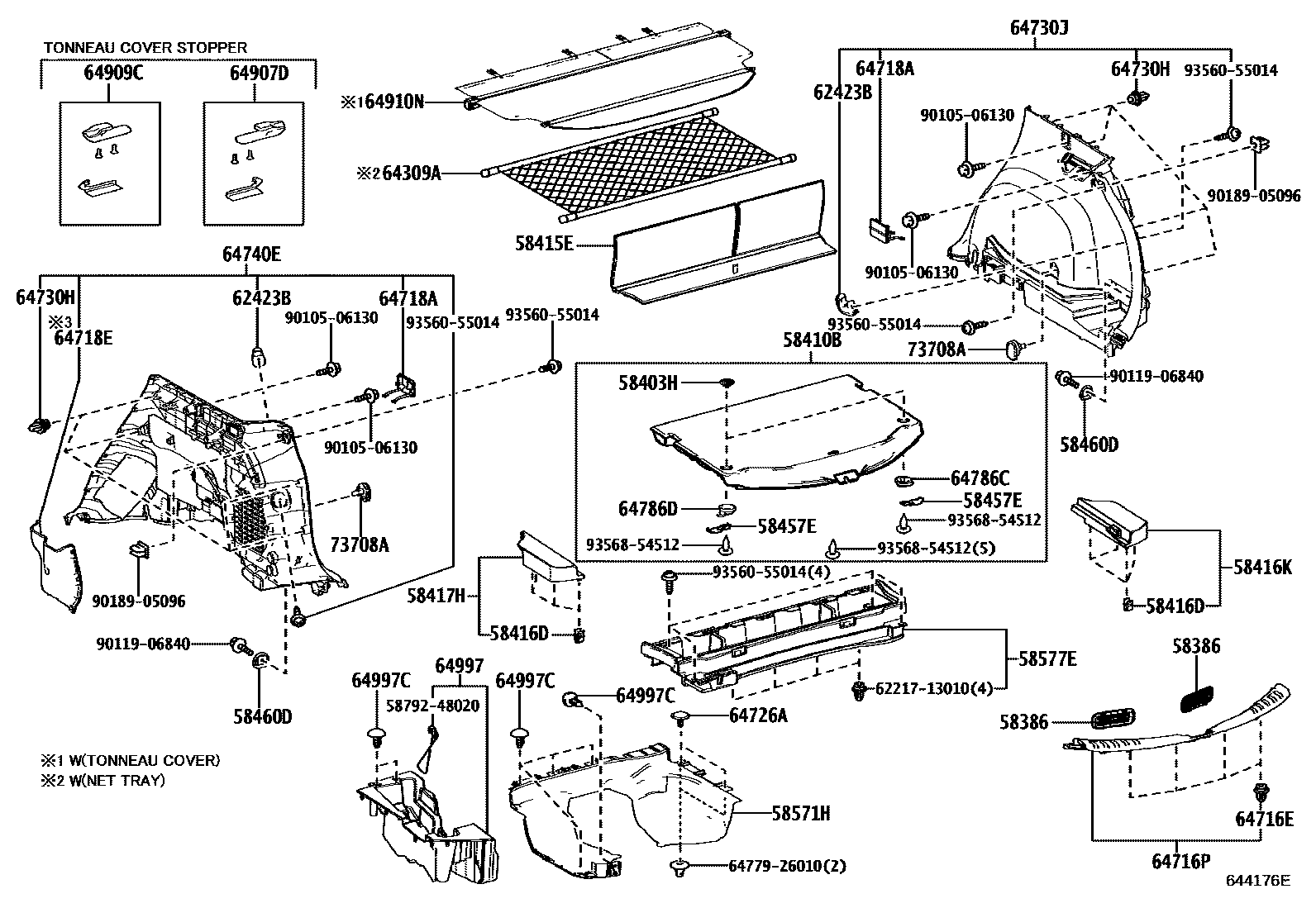 Toyota RAV4 底板和底板装饰罩 EPC diagram — 644176E