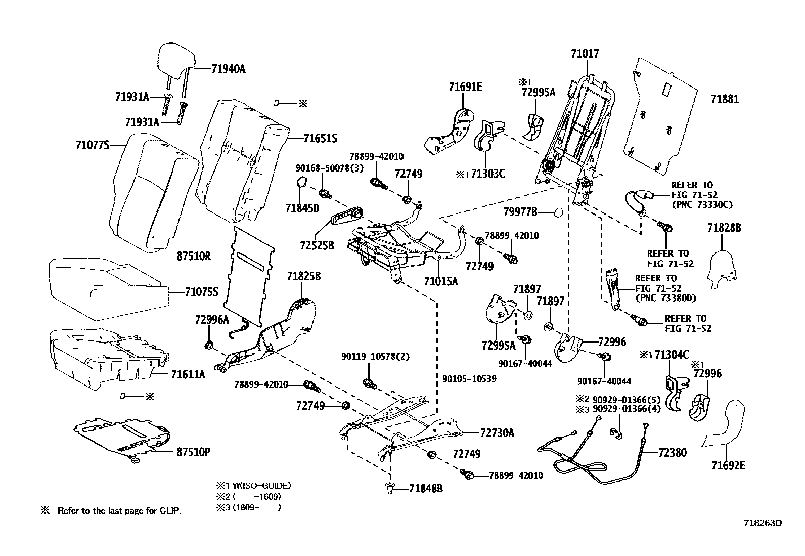 Toyota RAV4 座椅和座椅滑轨 EPC diagram — 718263E