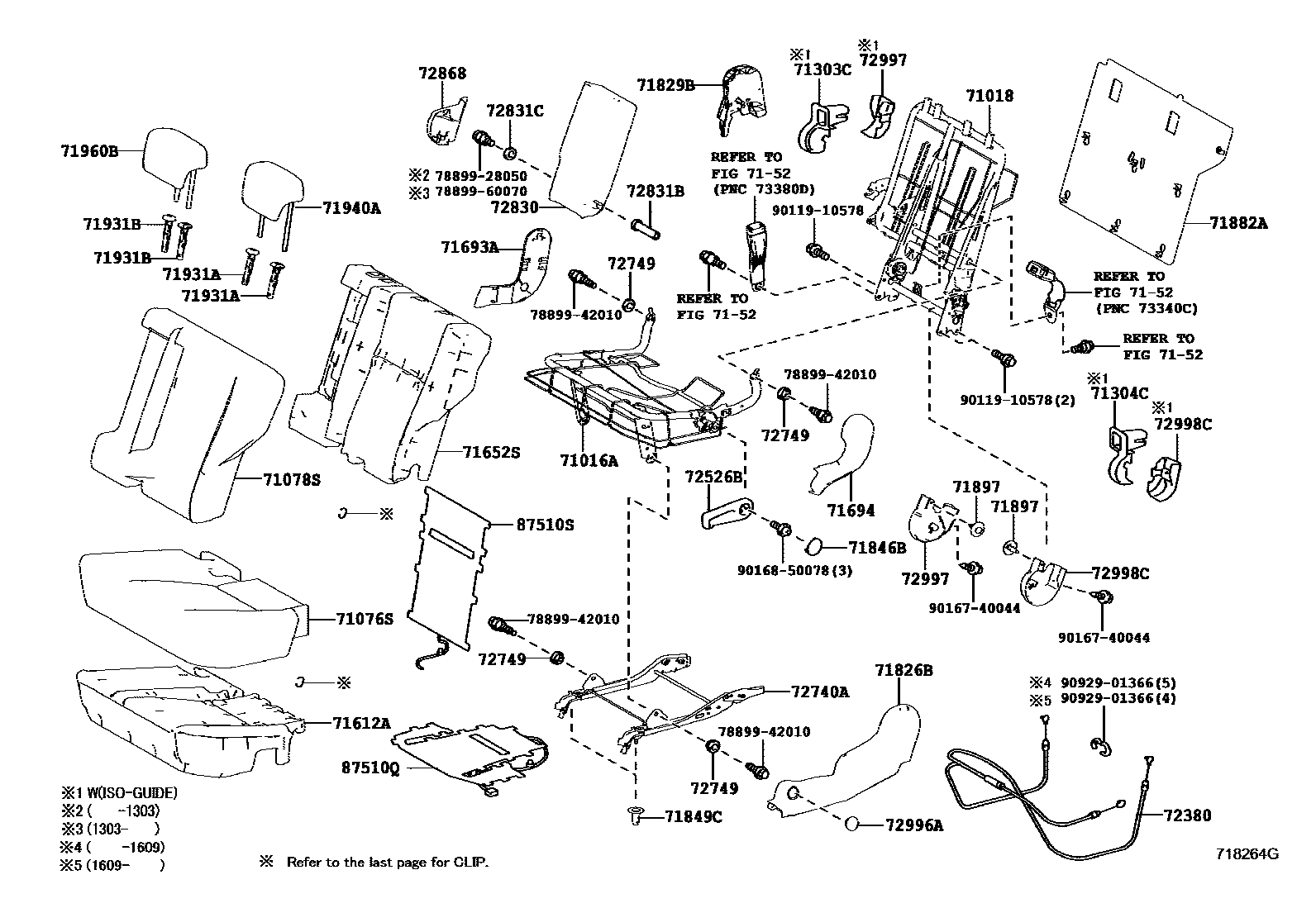 Toyota RAV4 座椅和座椅滑轨 EPC diagram — 718264G