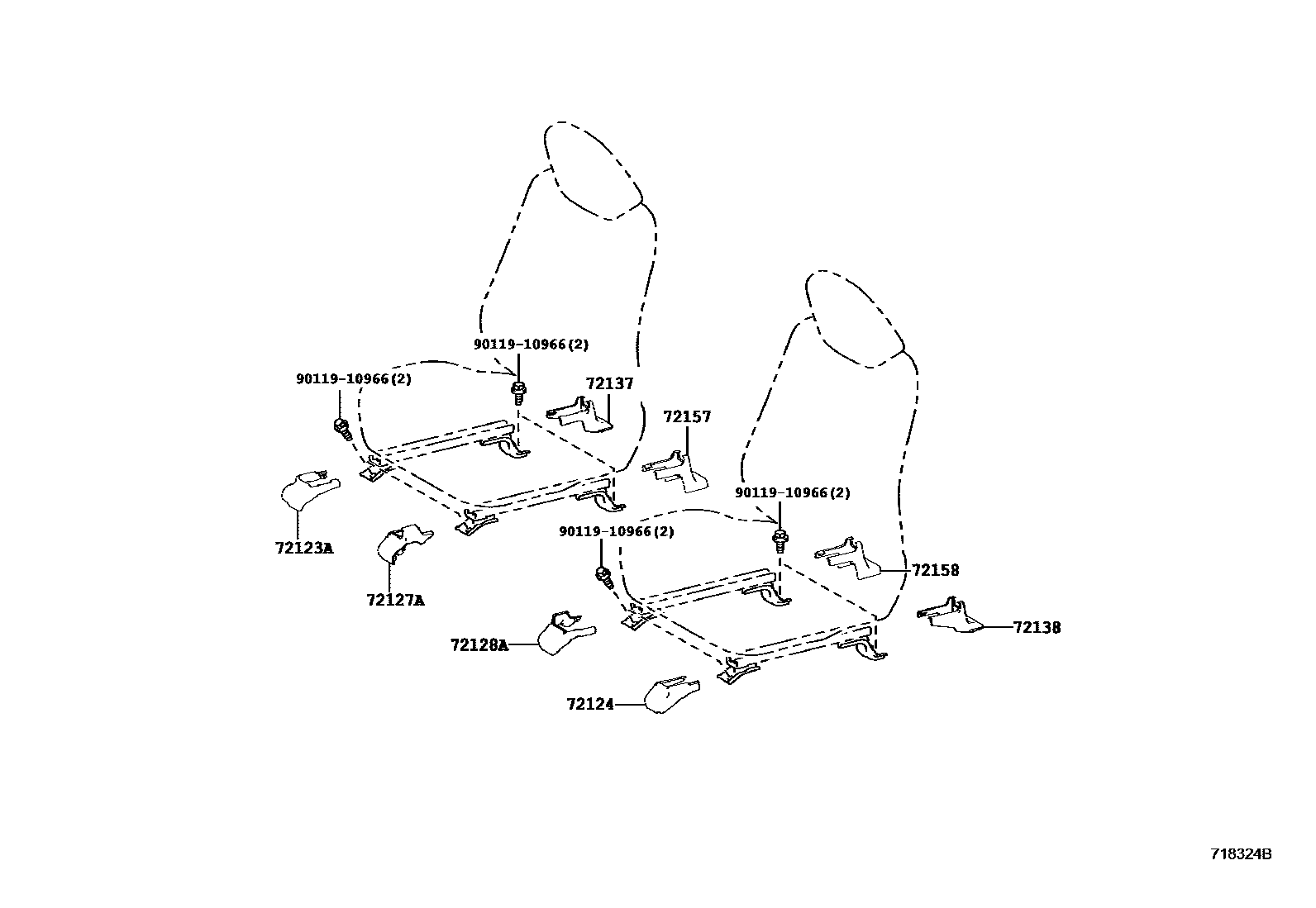 Toyota RAV4 座椅和座椅滑轨 EPC diagram — 718324B