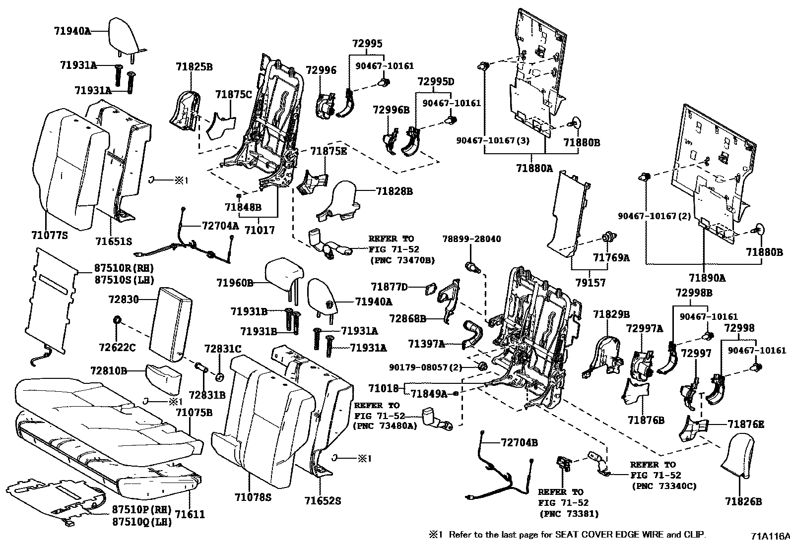 Toyota RAV4 座椅和座椅滑轨 EPC diagram — 71A116A