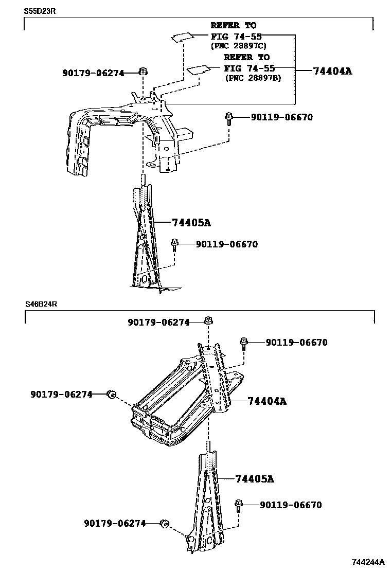 Toyota RAV4 battery holder EPC diagram — 744244A