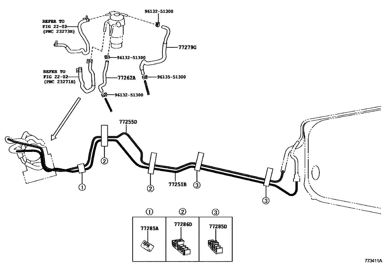 Toyota RAV4 燃油箱和燃油管 EPC diagram — 773411A