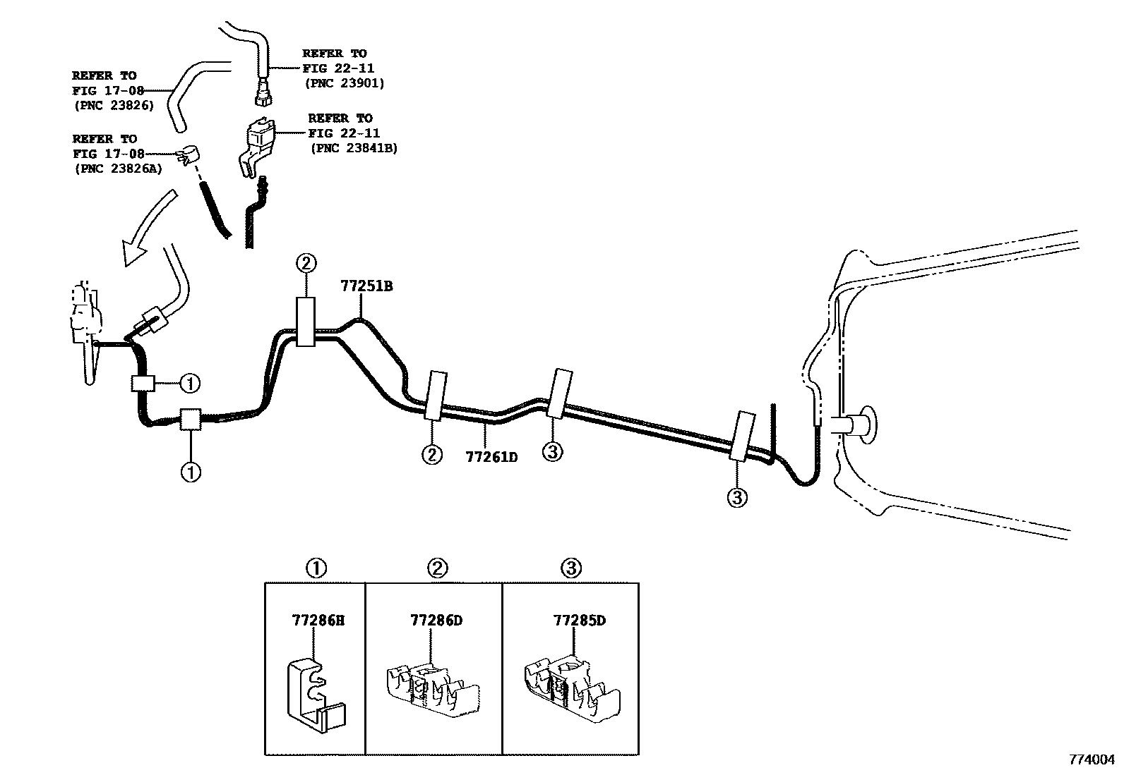 Toyota RAV4 燃油箱和燃油管 EPC diagram — 774004