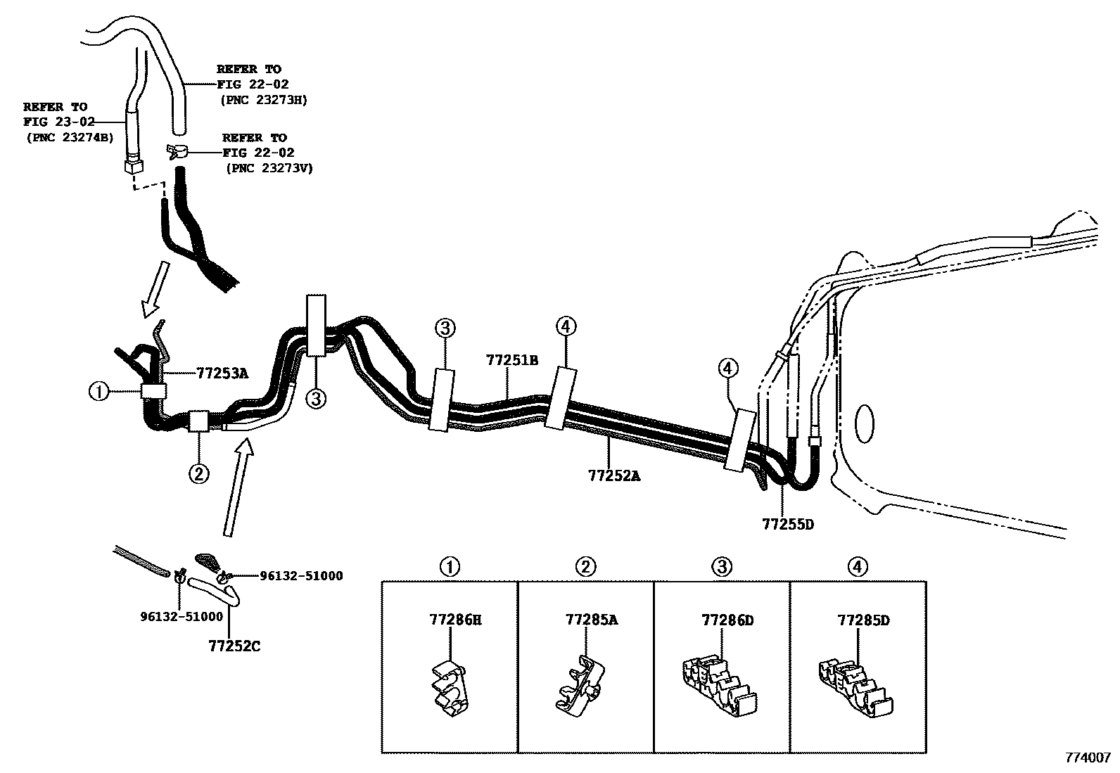 Toyota RAV4 燃油箱和燃油管 EPC diagram — 774007