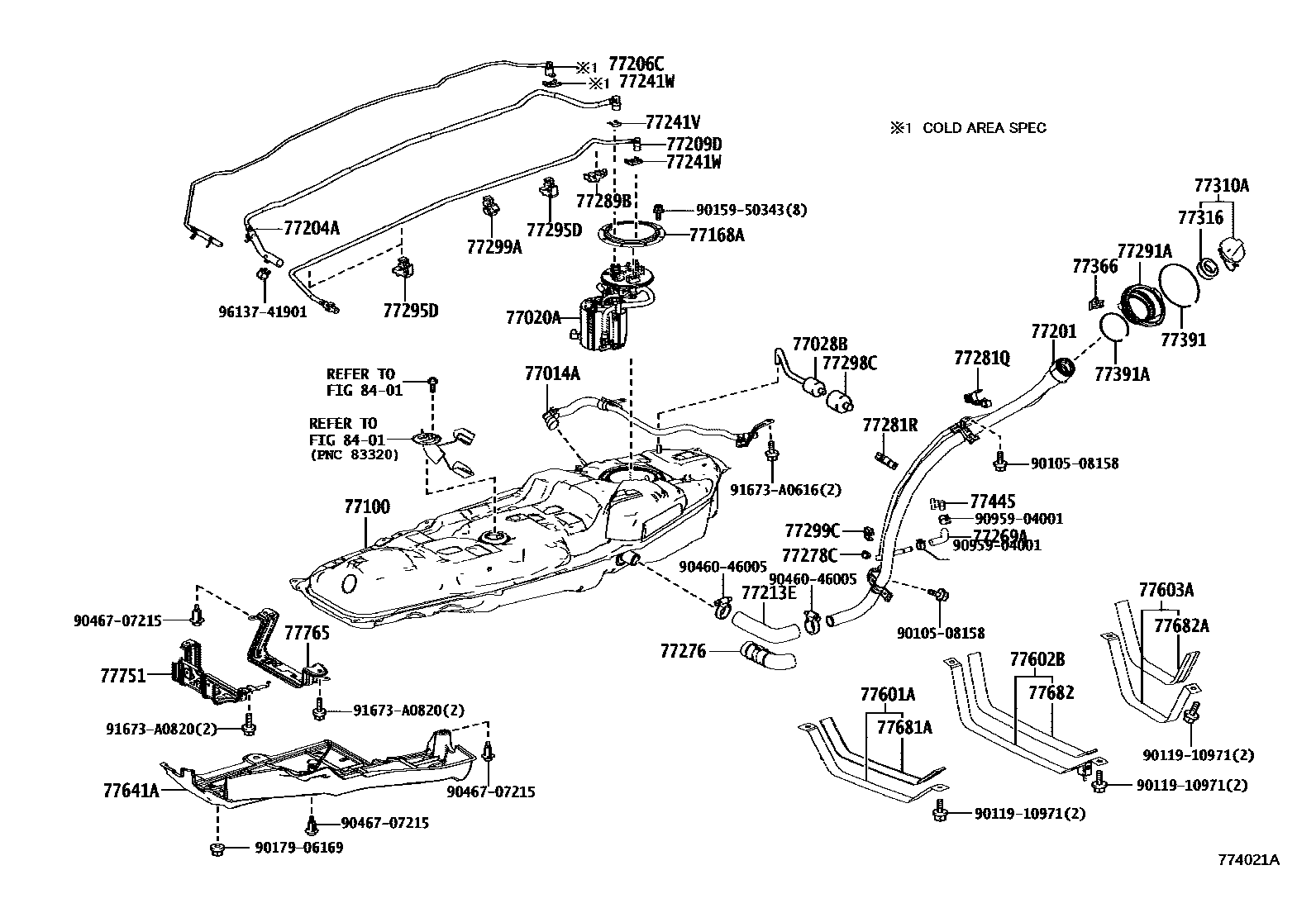 Toyota RAV4 燃油箱和燃油管 EPC diagram — 774021A