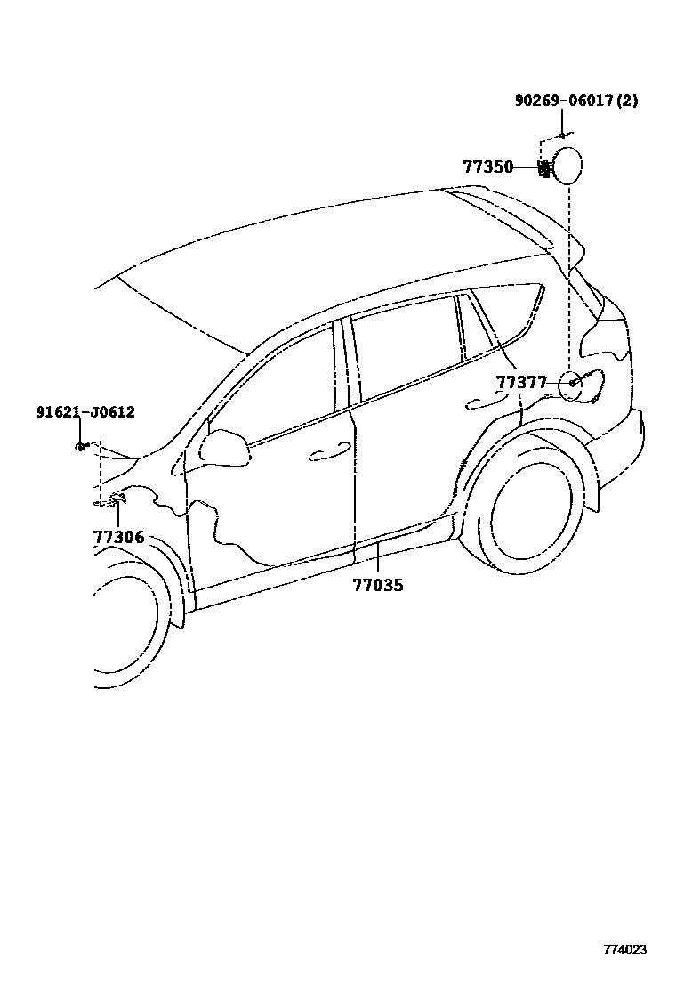 Toyota RAV4 燃油箱和燃油管 EPC diagram — 774023