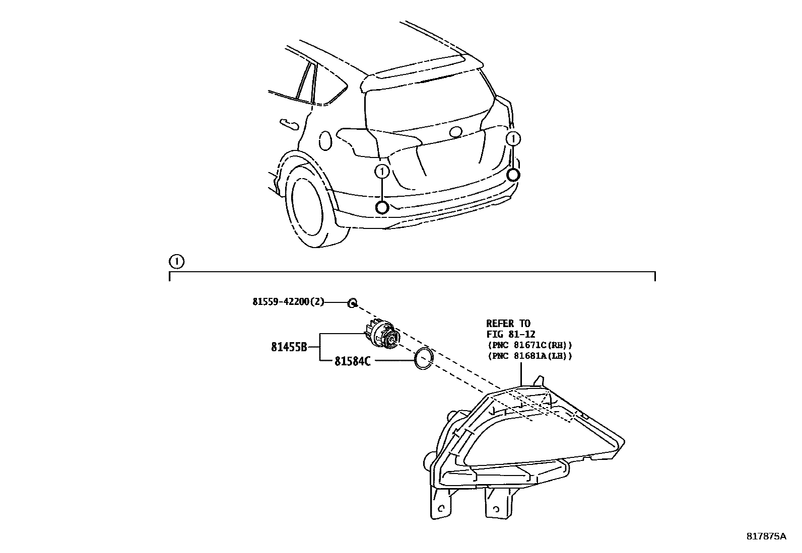 Toyota RAV4 后雾灯 EPC diagram — 817875A