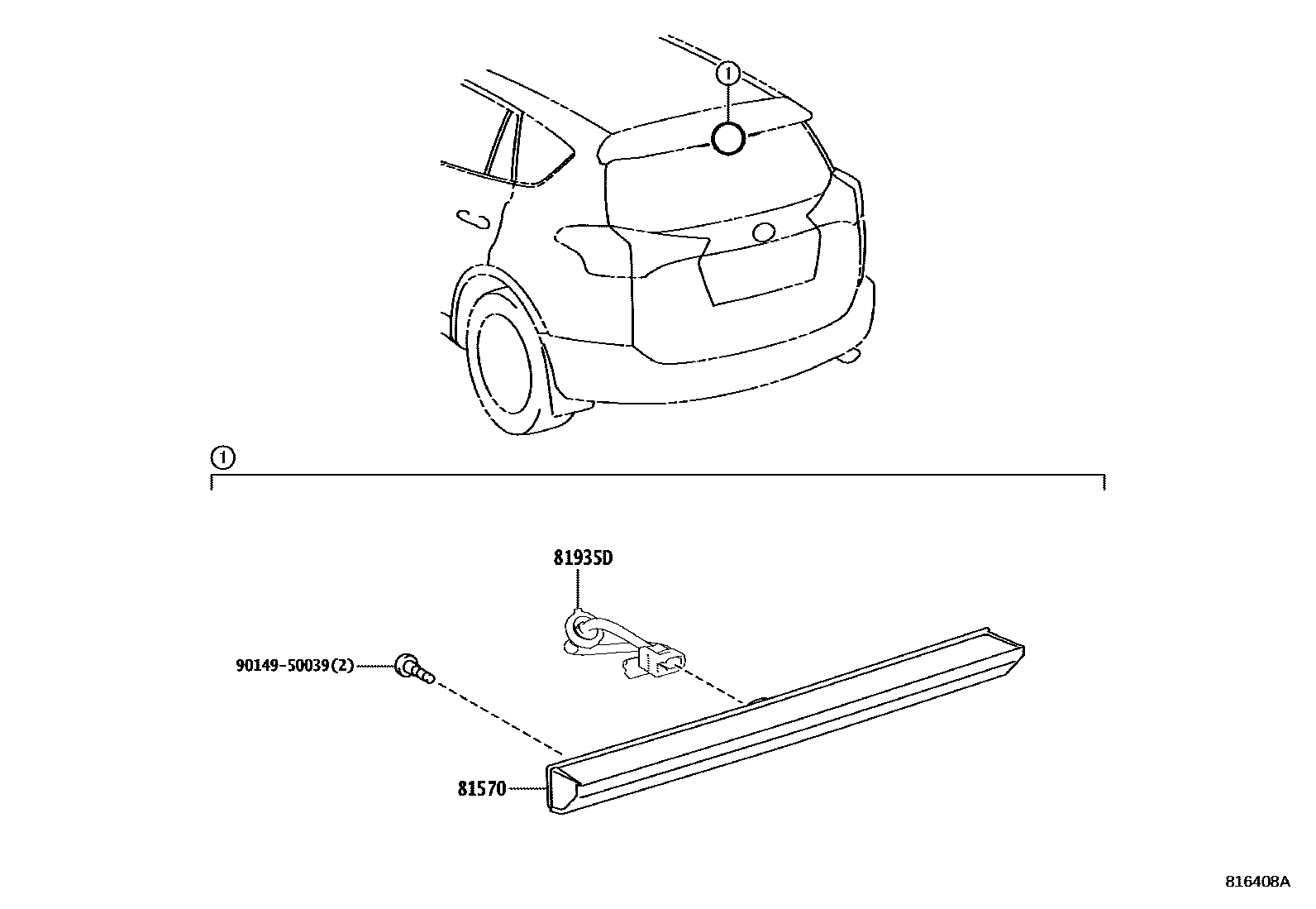 Toyota RAV4 高位刹车灯 EPC diagram — 816408A