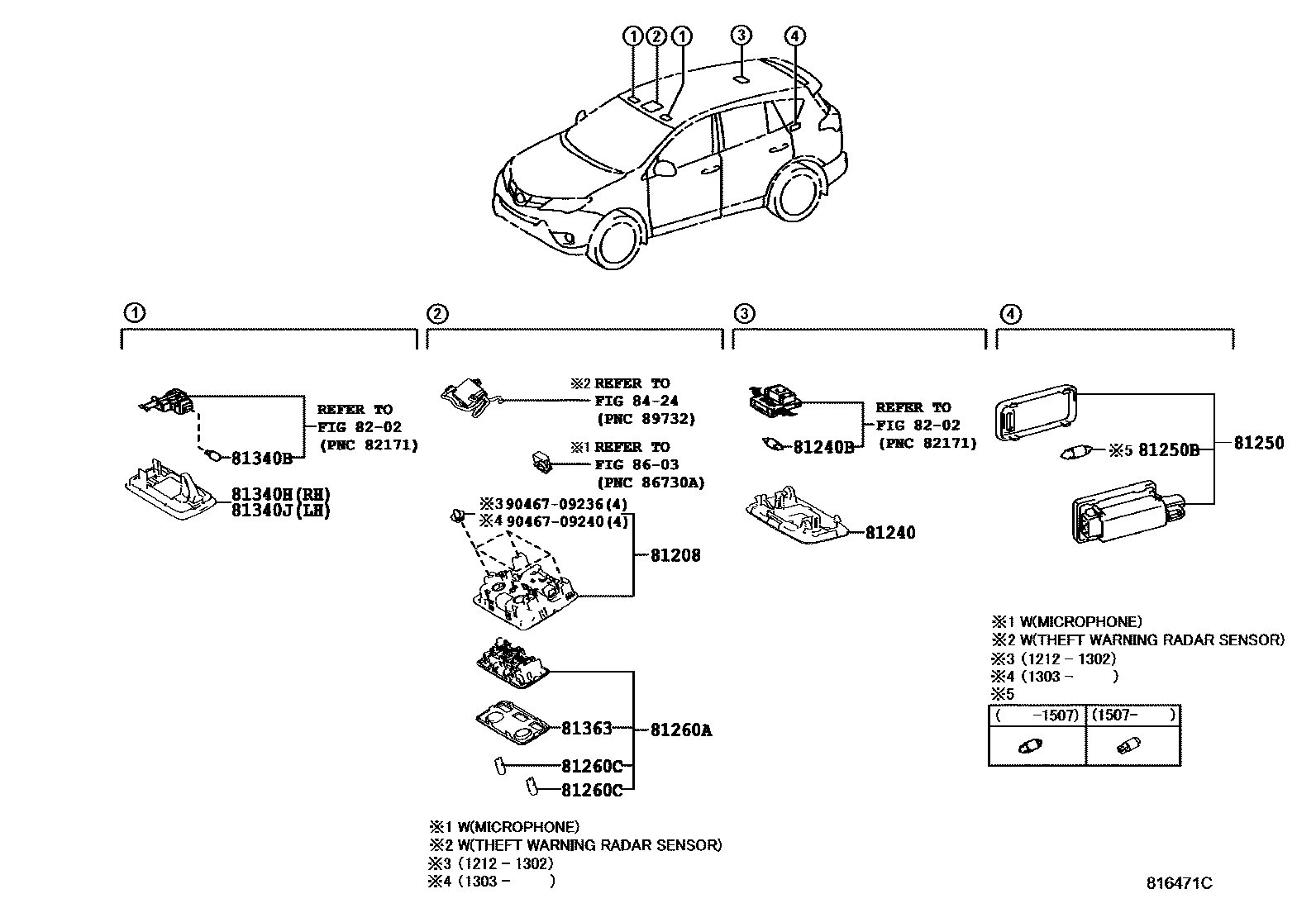 Toyota RAV4 车内灯 EPC diagram — 816471C