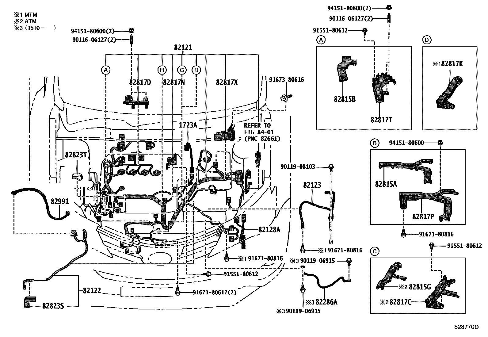 Toyota RAV4 线束和卡夹 EPC diagram — 828770D