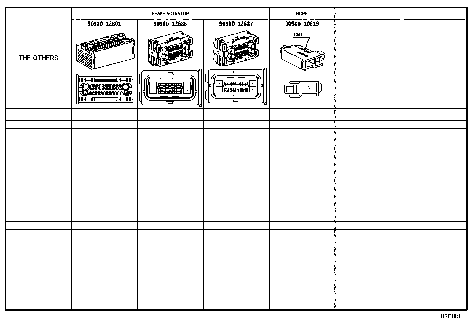 Toyota RAV4 线束和卡夹 EPC diagram — 82E881