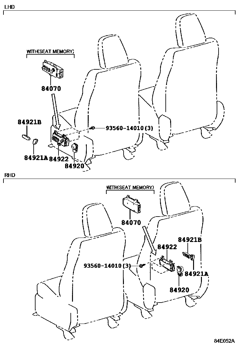 Toyota RAV4 开关和继电器和ECU EPC diagram — 84E052A