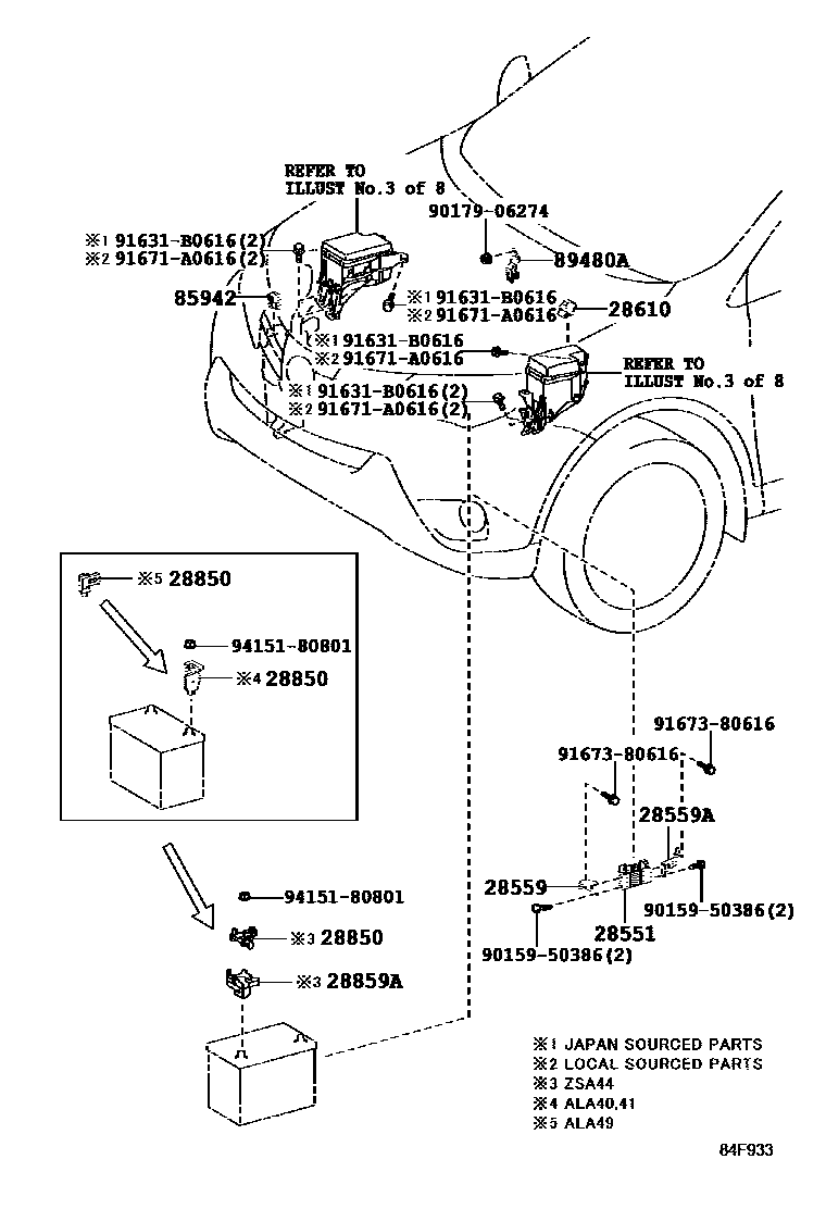 Toyota RAV4 开关和继电器和ECU EPC diagram — 84F933