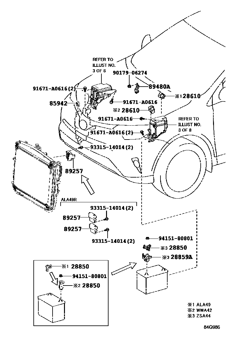 Toyota RAV4 开关和继电器和ECU EPC diagram — 84G986